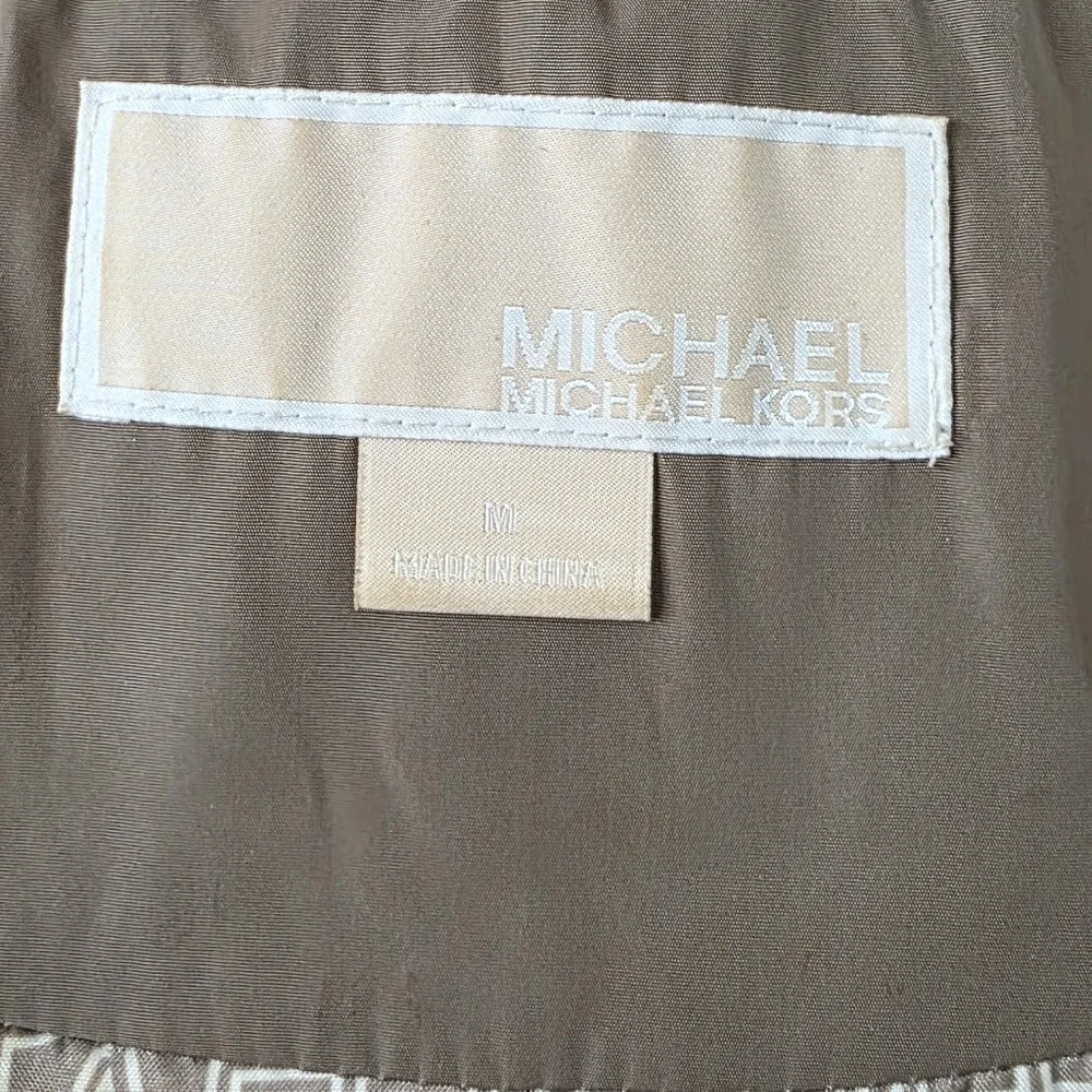 544 MICHAEL KORS Tan Diamond Quilted Hooded Utility Jacket